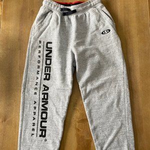 Under Armour Sweatpants Originator Logo Fleece Gray Joggers Mens Medium